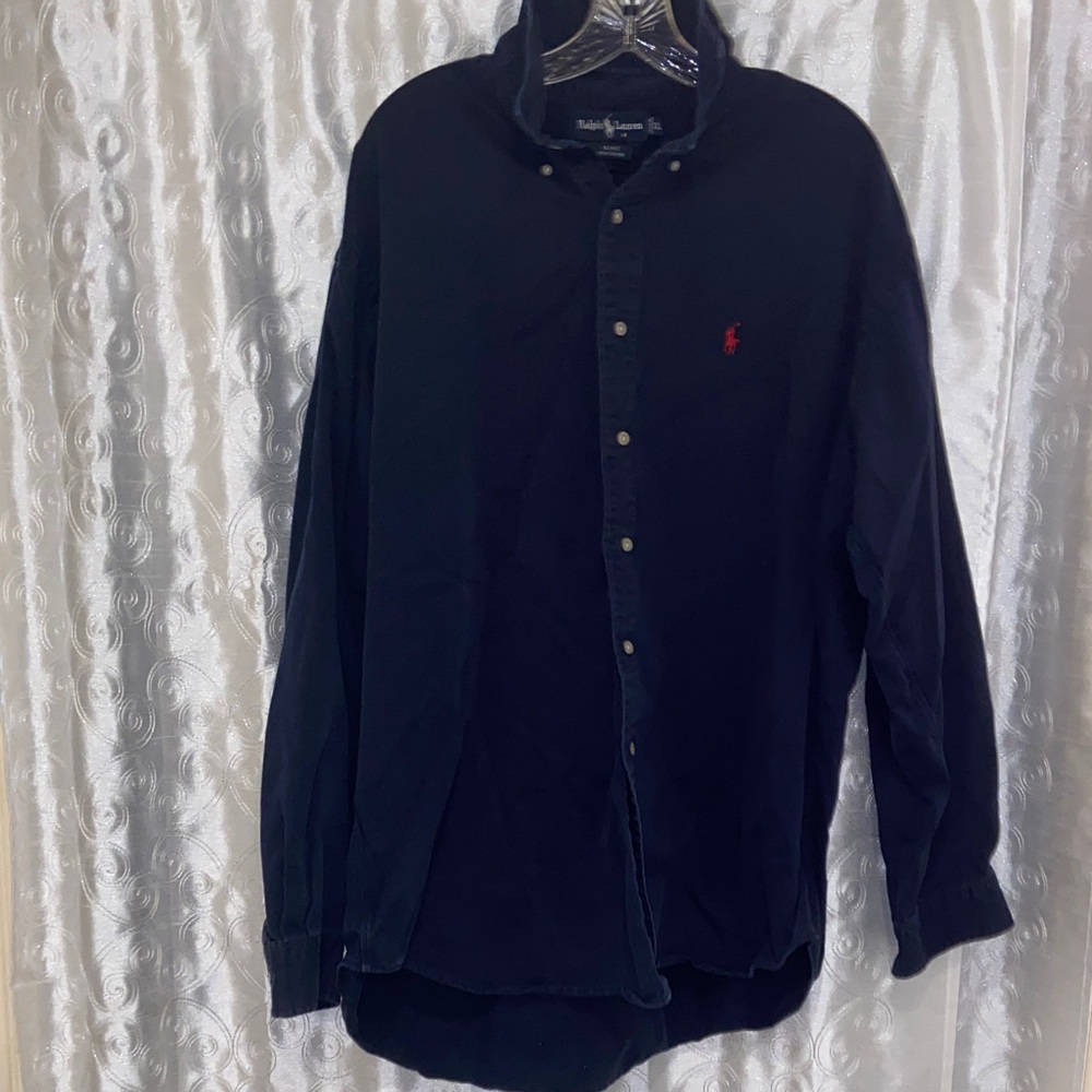 Ralph Lauren Blue Label Classic Navy Blue Button Down Shirt Men’s Size XL 🔥 YB8